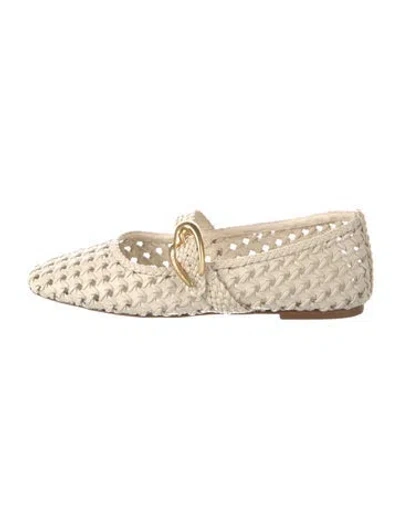 Pre-owned Larroude Leather Mary Jane Flats In Neutrals