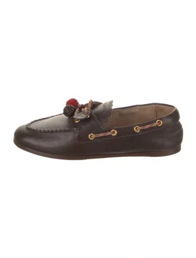 Pre-owned Larroude Leather Moccasins In Brown