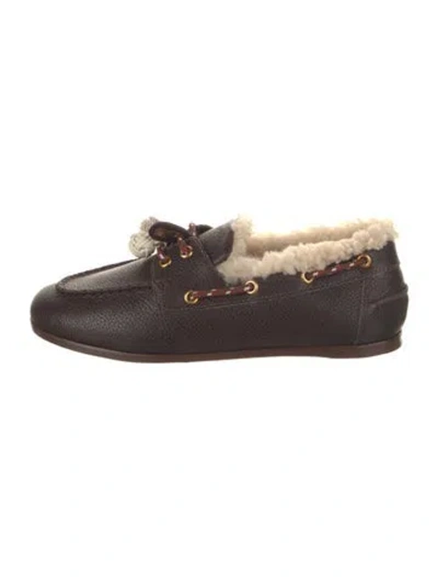 Pre-owned Larroude Leather Moccasins In Brown