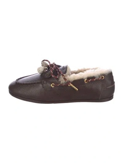 Pre-owned Larroude Leather Moccasins In Brown
