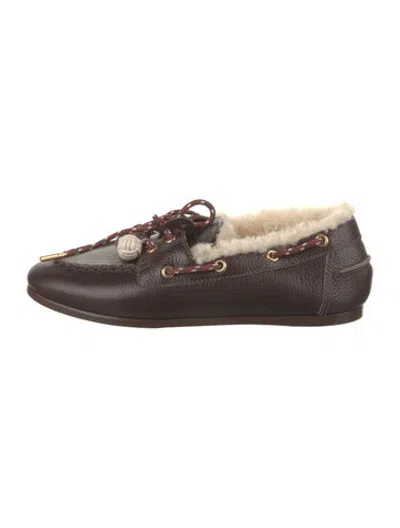 Pre-owned Larroude Leather Moccasins In Brown