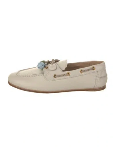 Pre-owned Larroude Leather Moccasins In Neutral