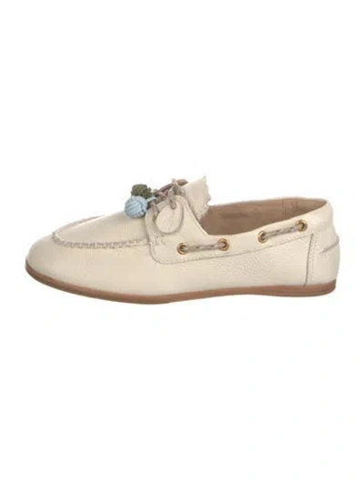 Pre-owned Larroude Leather Moccasins In Neutral