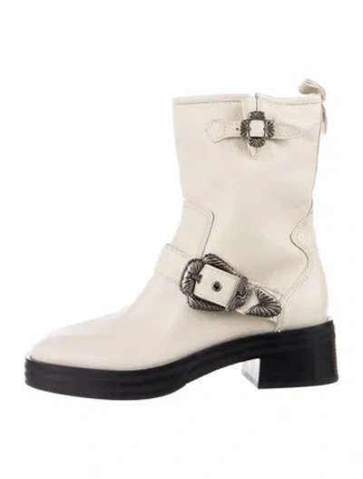 Pre-owned Larroude Leather Moto Boots In Neutrals
