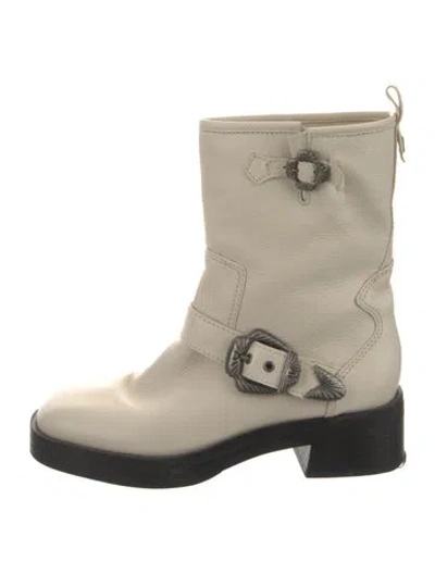 Pre-owned Larroude Leather Moto Boots In Neutrals