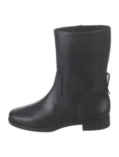 Pre-owned Larroude Leather Moto Boots W/ Tags In Black