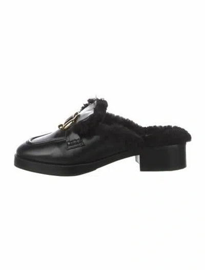 Pre-owned Larroude Leather Mules In Black