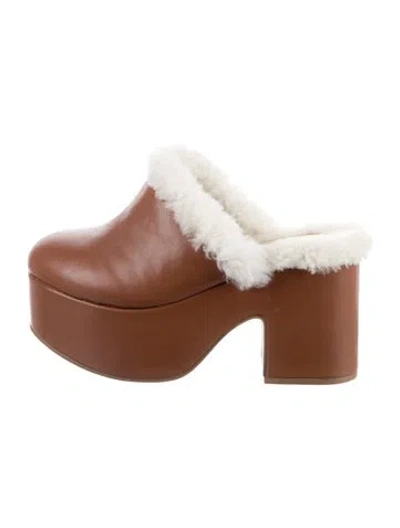 Pre-owned Larroude Leather Mules In Brown