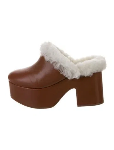 Pre-owned Larroude Leather Mules In Brown