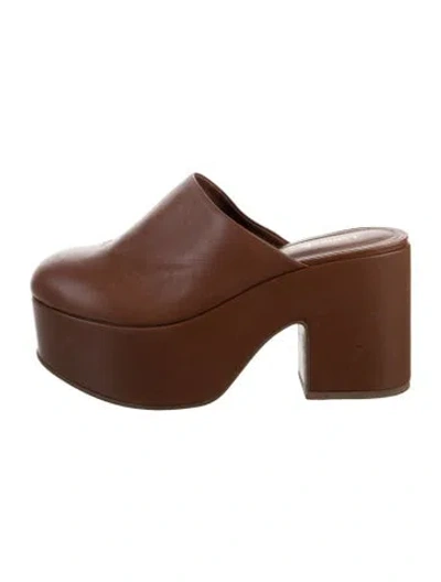 Pre-owned Larroude Leather Mules In Brown