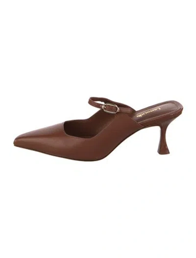 Pre-owned Larroude Leather Mules In Brown