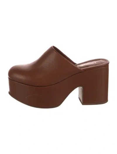 Pre-owned Larroude Leather Mules In Brown