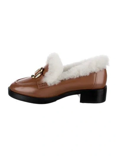 Pre-owned Larroude Leather Mules In Brown