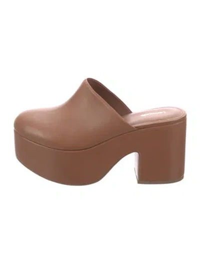 Pre-owned Larroude Leather Mules In Brown