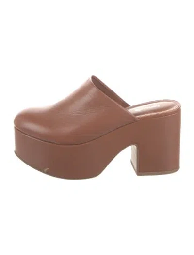 Pre-owned Larroude Leather Mules In Brown