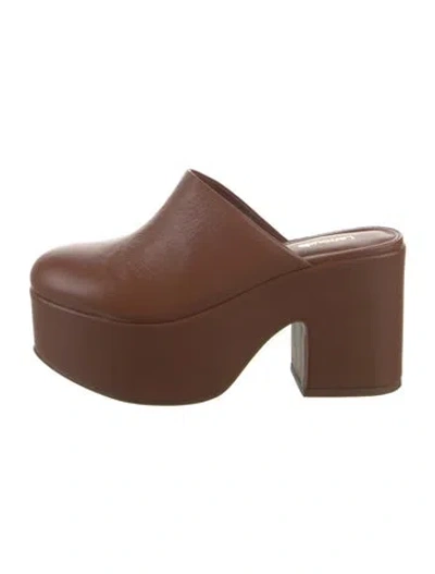 Pre-owned Larroude Leather Mules In Brown
