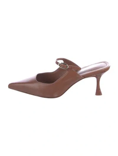 Pre-owned Larroude Leather Mules In Brown