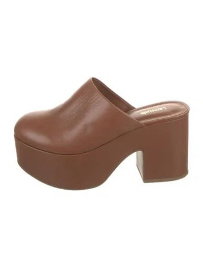 Pre-owned Larroude Leather Mules In Brown