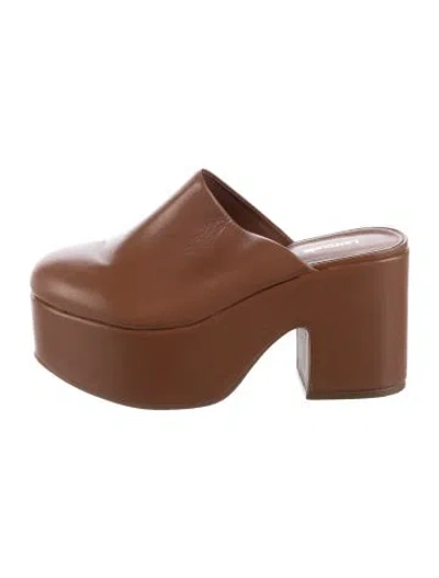 Pre-owned Larroude Leather Mules In Brown