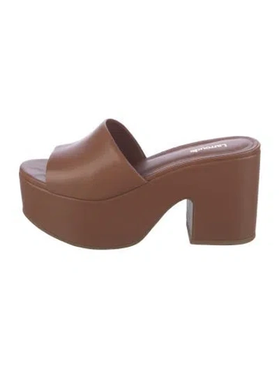 Pre-owned Larroude Leather Mules In Brown
