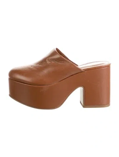 Pre-owned Larroude Leather Mules In Brown