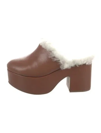 Pre-owned Larroude Leather Mules In Brown