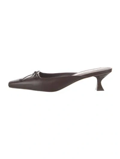 Pre-owned Larroude Leather Mules In Brown
