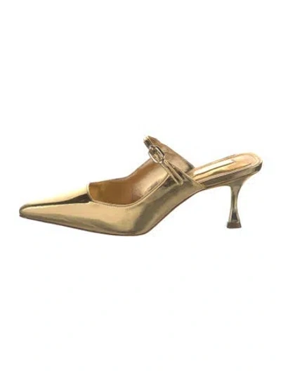 Pre-owned Larroude Leather Mules In Gold