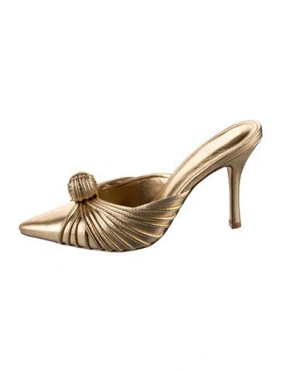 Pre-owned Larroude Leather Mules In Gold