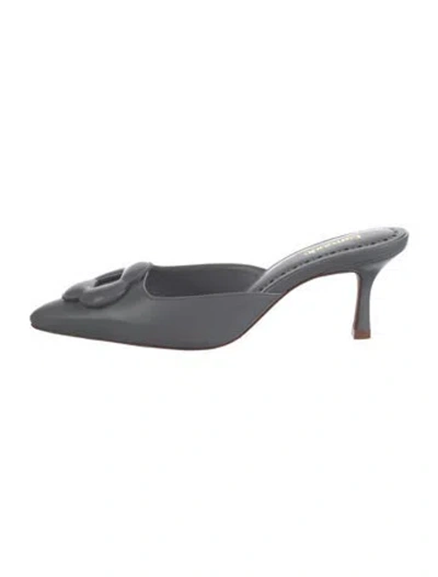 Pre-owned Larroude Leather Mules In Grey