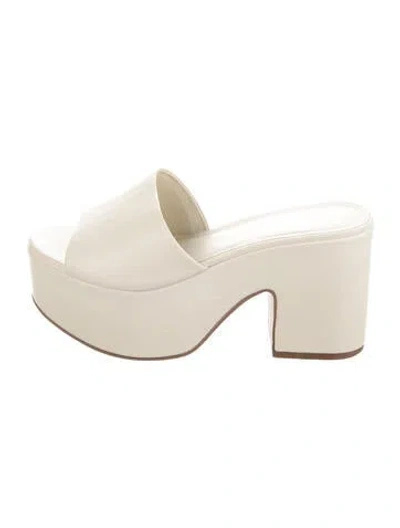 Pre-owned Larroude Leather Mules In Neutrals