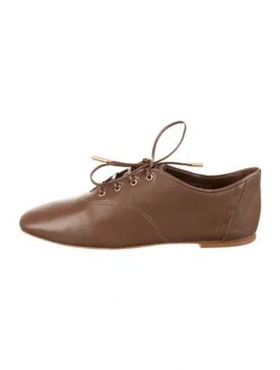 Pre-owned Larroude Leather Oxfords In Brown