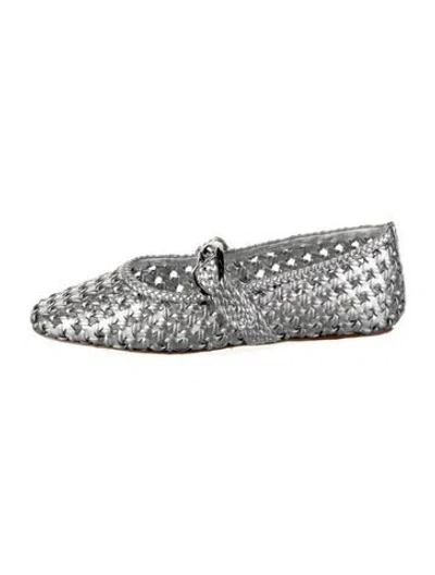 Pre-owned Larroude Leather Patterned Mary Jane Flats