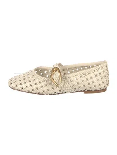 Pre-owned Larroude Leather Patterned Mary Jane Flats In Neutrals