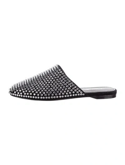 Pre-owned Larroude Leather Patterned Mules In Black