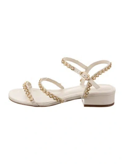 Pre-owned Larroude Leather Patterned Sandals In Neutral
