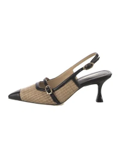 Pre-owned Larroude Leather Patterned Slingback Pumps In Black/neutrals