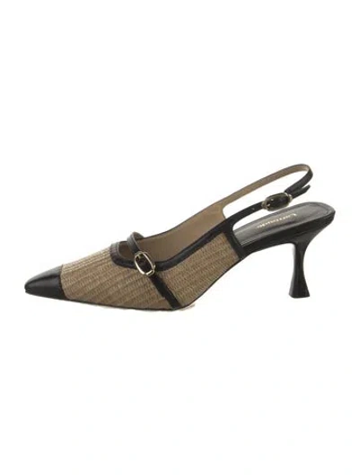 Pre-owned Larroude Leather Patterned Slingback Pumps W/ Tags In Black