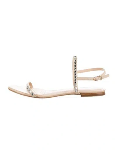 Pre-owned Larroude Leather Patterned Slingback Sandals In Neutral
