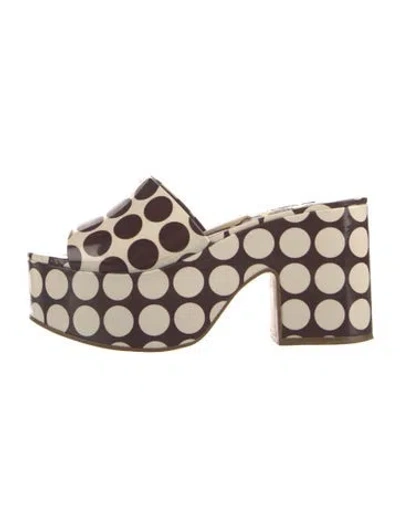 Pre-owned Larroude Leather Polka Dot Print Slides In Multi