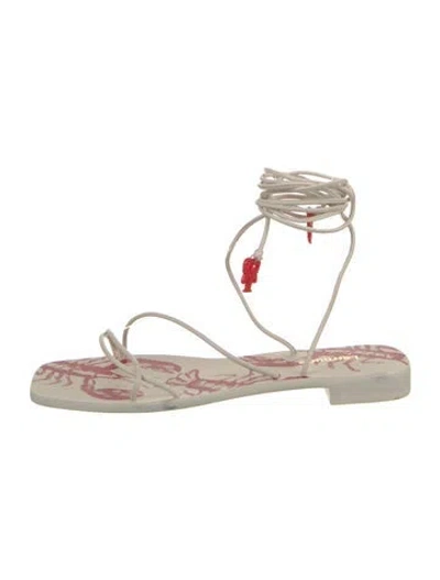 Pre-owned Larroude Leather Printed Gladiator Sandals In Neutral