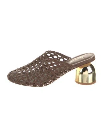 Pre-owned Larroude Leather Printed Mules In Brown