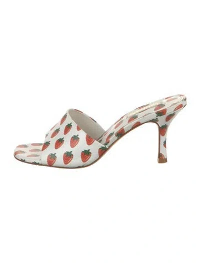 Pre-owned Larroude Leather Printed Slides In Multi