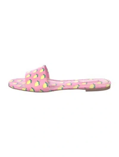 Pre-owned Larroude Leather Printed Slides In Pink