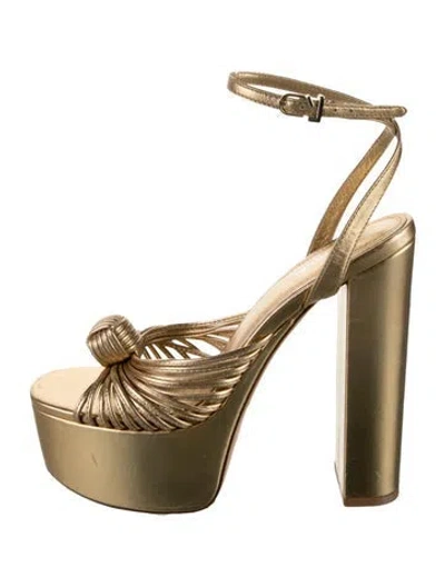 Pre-owned Larroude Leather Pumps In Gold/metallic