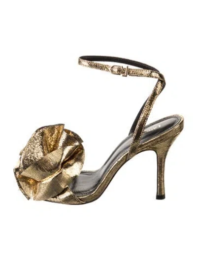 Pre-owned Larroude Leather Pumps In Gold/metallic