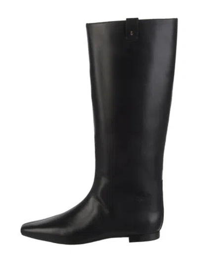 Pre-owned Larroude Leather Rain Boots In Black