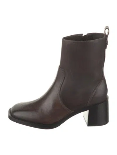 Pre-owned Larroude Leather Rain Boots In Brown