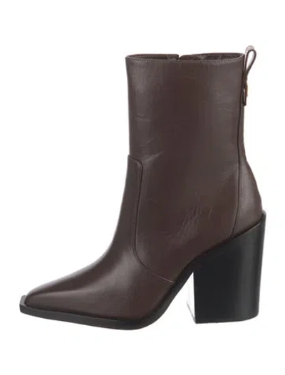 Pre-owned Larroude Leather Rain Boots In Brown