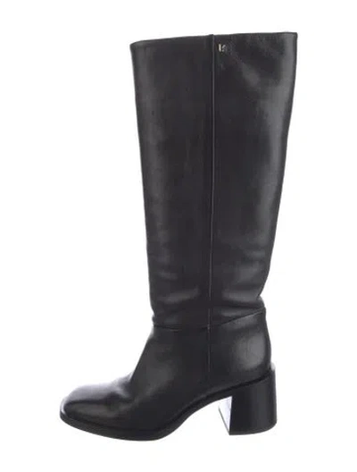 Pre-owned Larroude Leather Riding Boots In Black